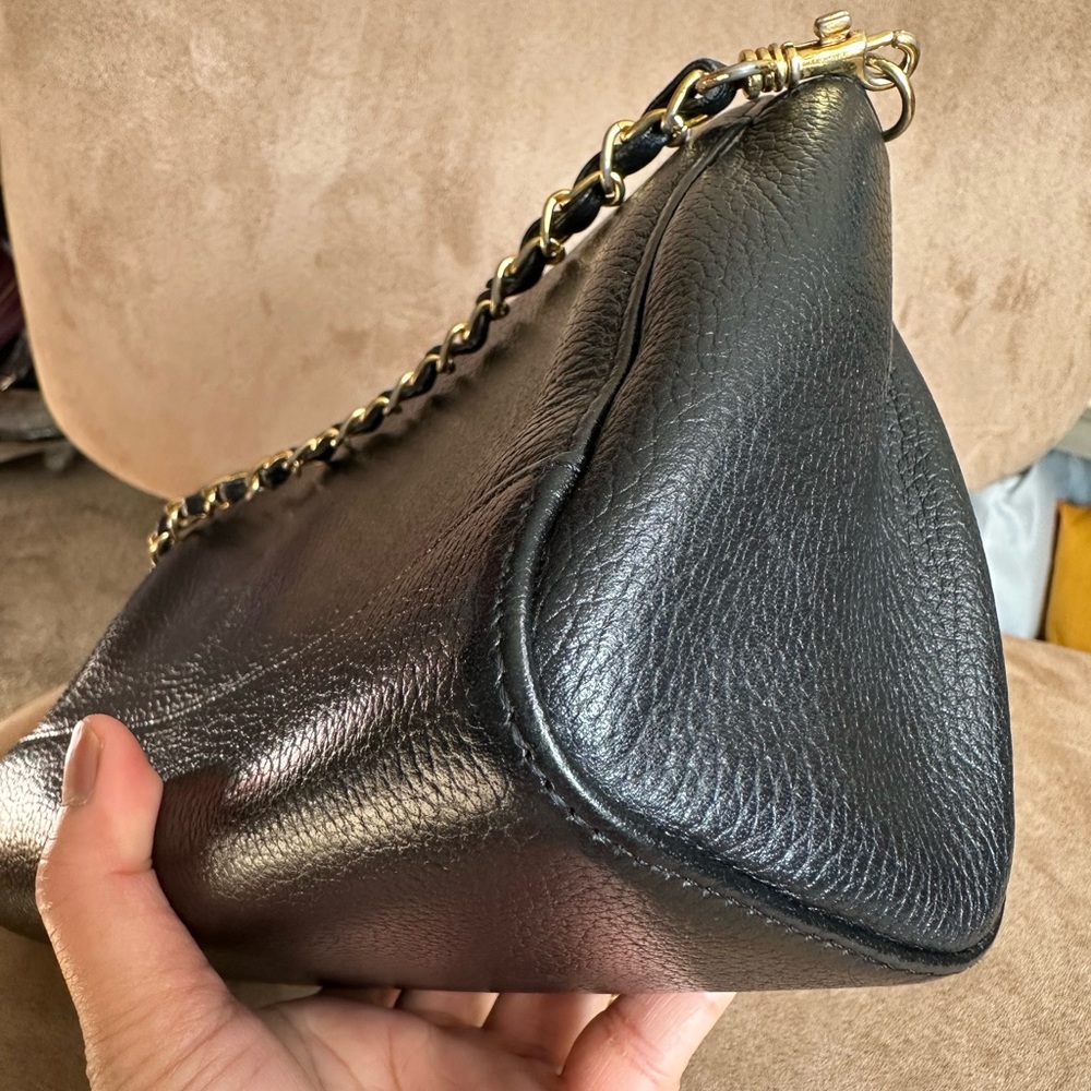 MCM Black Leather w/ Gold Chain Crossbody Bag, Good Condition - Picture 12 of 15